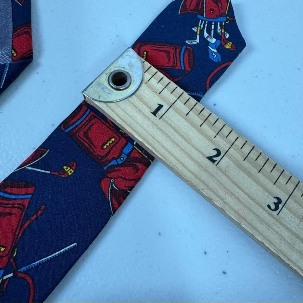 Arturo Nucci Silk Golf Novelty Tie Navy Red Golf Bag Print Necktie Funky Style